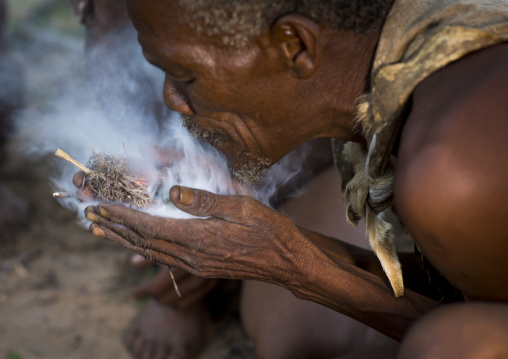 Bushmen Making Fire, Tsumkwe, Namibia