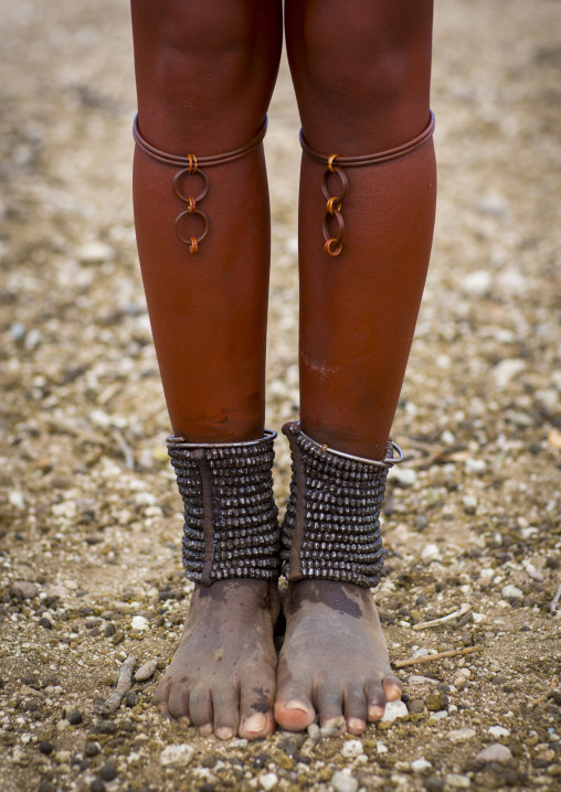 Himba Woman With Beaded Anklets To Protect Their Legs From Venomous Animal Bites, Epupa, Namibia