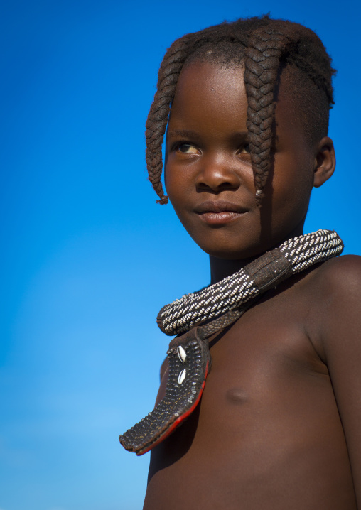 Young Himba Girl With Ethnic Hairstyle, Epupa, Namibia