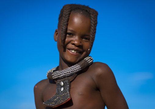 Young Himba Girl With Ethnic Hairstyle, Epupa, Namibia