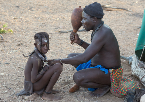 Witchdoctor Purifying The Himba People, Pupa, Namibia