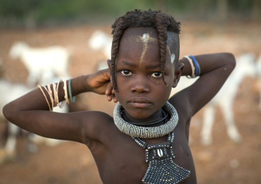 Young Himba Girl With Ethnic Hairstyle, Epupa, Namibia