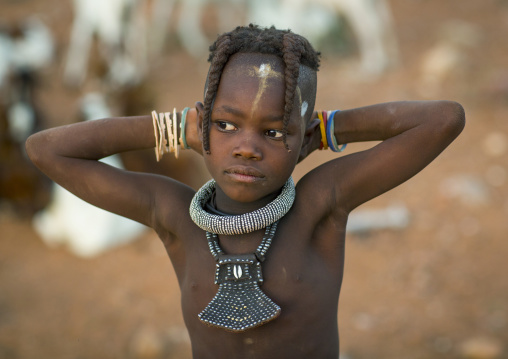 Young Himba Girl With Ethnic Hairstyle, Epupa, Namibia