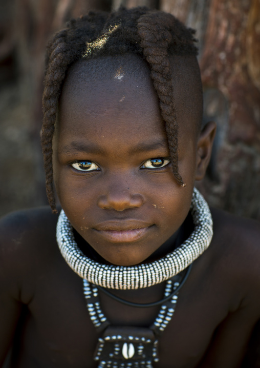 Young Himba Girl With Ethnic Hairstyle, Epupa, Namibia