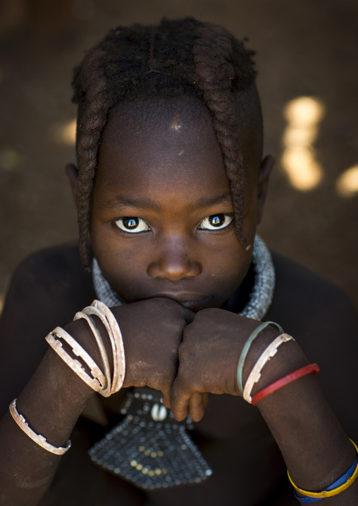 Young Himba Girl With Ethnic Hairstyle, Epupa, Namibia