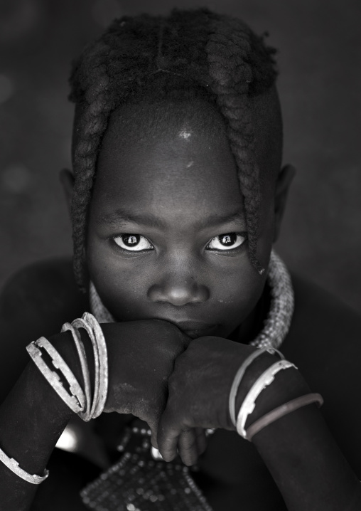 Young Himba Girl With Ethnic Hairstyle, Epupa, Namibia