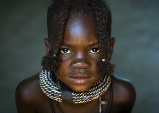 Young Himba Girl With Ethnic Hairstyle, Epupa, Namibia