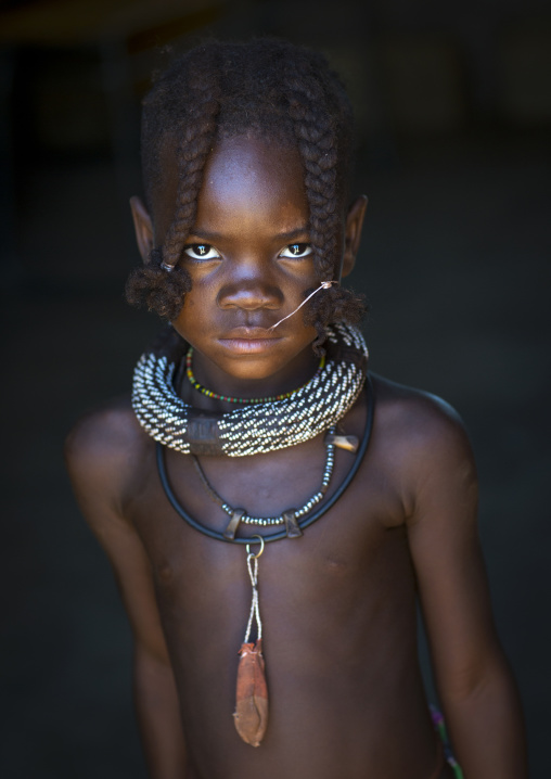 Young Himba Girl With Ethnic Hairstyle, Epupa, Namibia