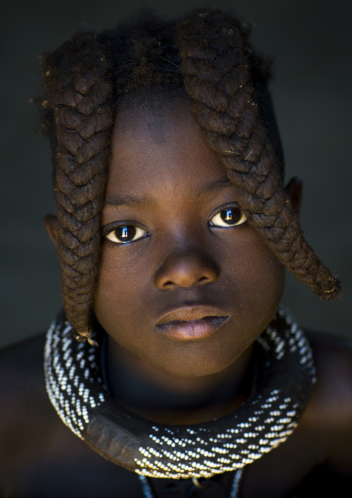 Young Himba Girl With Ethnic Hairstyle, Epupa, Namibia