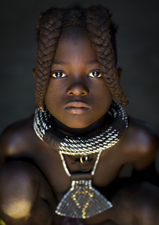 Young Himba Girl With Ethnic Hairstyle, Epupa, Namibia