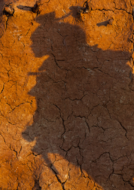 Himba Woman Shadow On A Hut, Epupa, Namibia