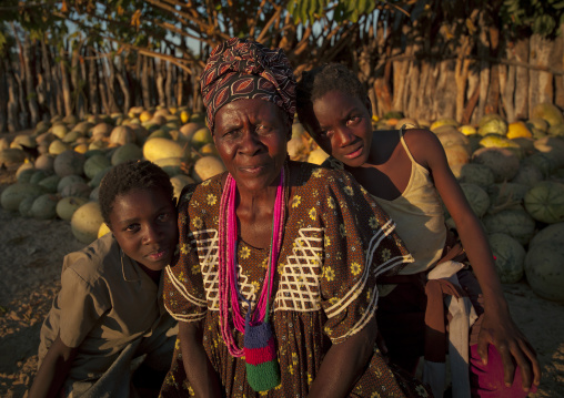 Ovambo Woman And Children, Ruacana Area, Namibia