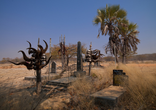 Himba Graves Decorated With Cattle Horns, Namibia