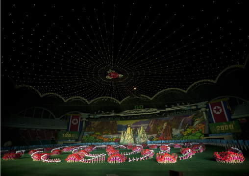 North Korean dancers during the Arirang mass games at may day stadium, Pyongan Province, Pyongyang, North Korea