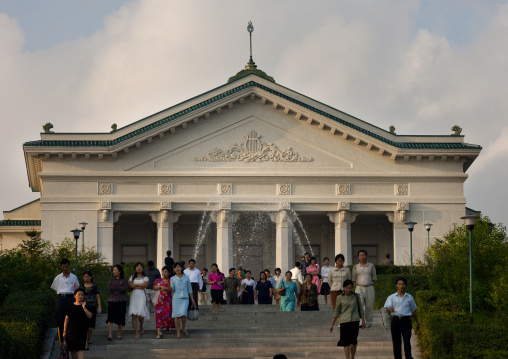 North Korean people leaving moranbong theatre, Pyongan Province, Pyongyang, North Korea