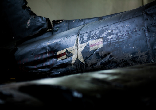 Star on american war plane fuselage in the victorious fatherland liberation war museum, Pyongan Province, Pyongyang, North Korea