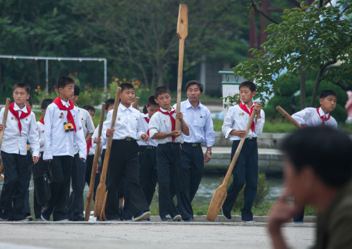 North Korean pioneers boys in Songdowon international children's camp, Kangwon Province, Wonsan, North Korea