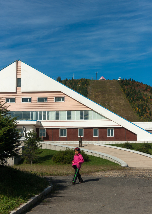 Sport building in front of the skiing slope
, Ryanggang Province, Samjiyon, North Korea