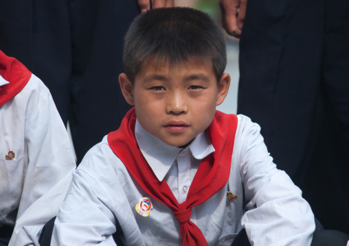 North Korean pioneer boy portrait, Pyongan Province, Pyongyang, North Korea