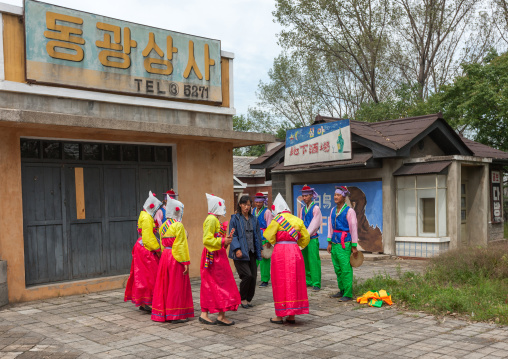 North Korean actors during a movie shooting in Pyongyang film studios, Pyongan Province, Pyongyang, North Korea