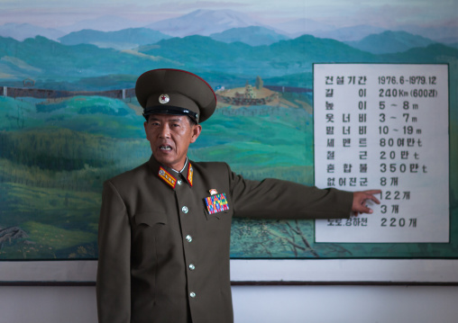 North Korean military officer in the section wall of the Demilitarized Zone, North Hwanghae Province, Panmunjom, North Korea