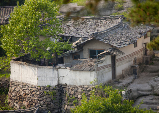 High angle view of the Korean houses in the old town, North Hwanghae Province, Kaesong, North Korea