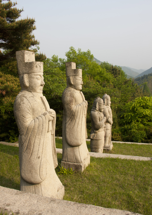 Guards statues near the tomb of king Kongmin and his queen, North Hwanghae Province, Kaesong, North Korea