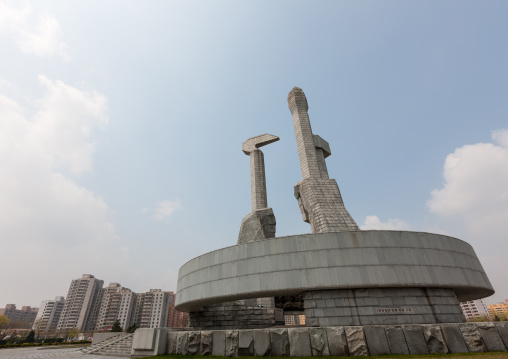 The monument to Party founding made for the 50-year anniversary of the workers' Party of Korea, Pyongan Province, Pyongyang, North Korea