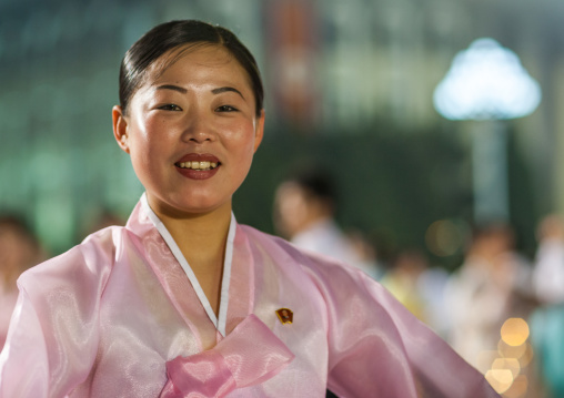 North Korean student dancing to celebrate april 15 the birth anniversary of Kim Il-sung, Pyongan Province, Pyongyang, North Korea