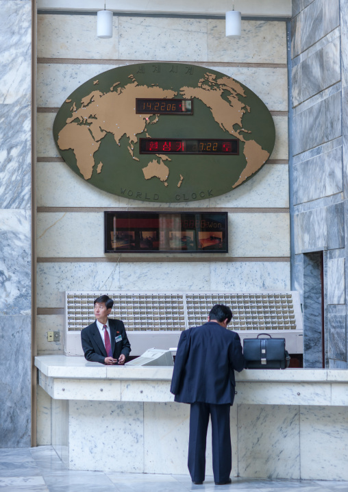 Reception in hyangsan hotel, Hyangsan county, Mount Myohyang, North Korea