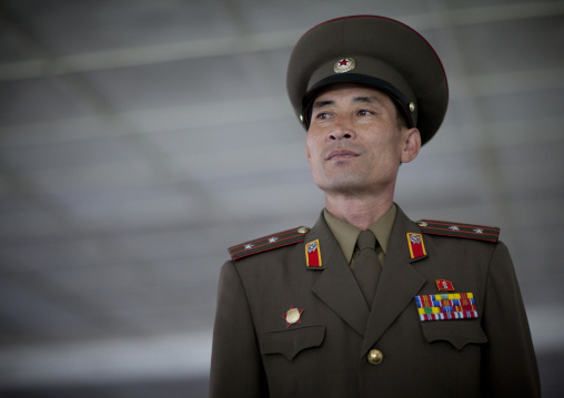 North Korean officer in the joint security area of the Demilitarized Zone, North Hwanghae Province, Panmunjom, North Korea