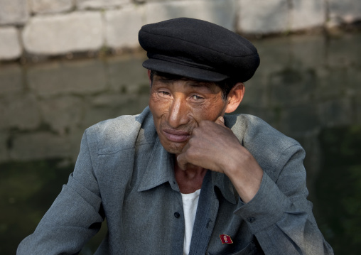 Portrait of a North Korean man with a cap, North Hwanghae Province, Kaesong, North Korea