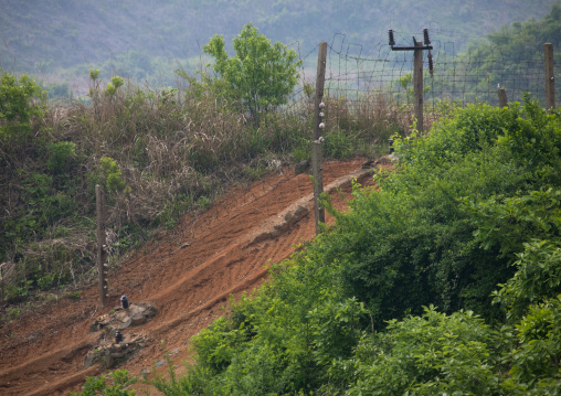 Barbed wires on the North Korean side in the Demilitarized Zone, North Hwanghae Province, Panmunjom, North Korea