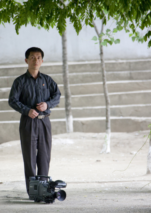 North Korean cameraman, Pyongan Province, Pyongyang, North Korea