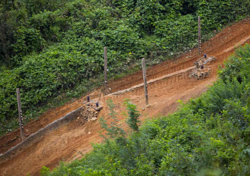 Barbed wires on the North Korean side in the Demilitarized Zone, North Hwanghae Province, Panmunjom, North Korea