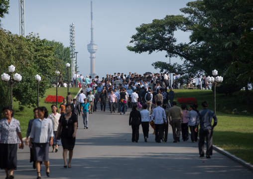 North Korean people going to pay respect to the statues of the Dear Leaders in Mansudae Grand monument, Pyongan Province, Pyongyang, North Korea