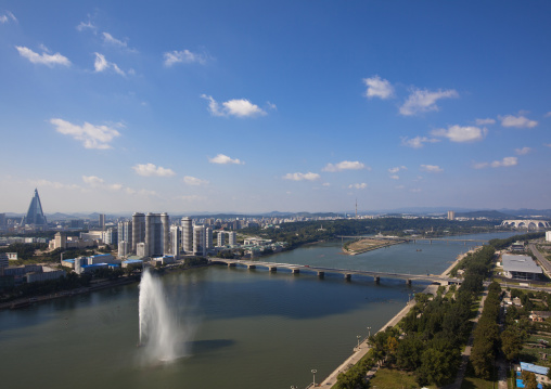 City view from the top of the Juche tower, Pyongan Province, Pyongyang, North Korea