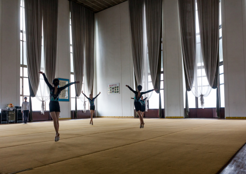 North Korean young dancers in the practice room in Mangyongdae children's palace, Pyongan Province, Pyongyang, North Korea