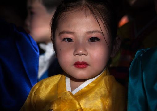 Portrait of a North Korean girl in choson-ot  in Tchang Gwang school, North Hamgyong Province, Chongjin, North Korea