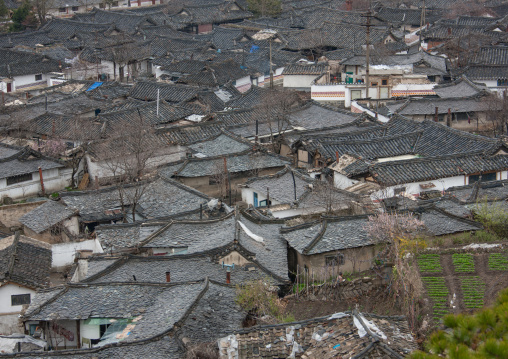 High angle view of the Korean houses in the old town, North Hwanghae Province, Kaesong, North Korea