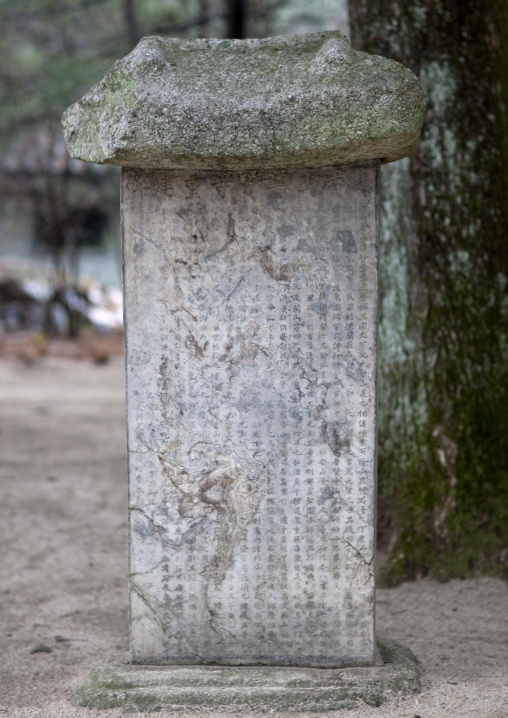 Steles in Pohyon-sa Korean buddhist temple, Hyangsan county, Mount Myohyang, North Korea