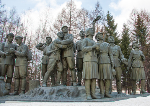 Statues in the Grand monument of lake Samji, Ryanggang Province, Samjiyon, North Korea