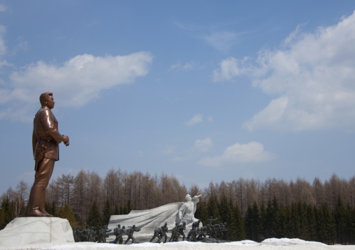 Side view of president Kim ii Sung statue on the Grand monument 

, Ryanggang Province, Samjiyon, North Korea