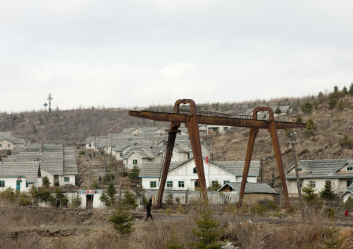 Houses in a village in the countryside, Ryanggang Province, Rimyongsu, North Korea