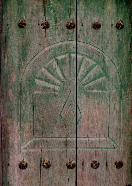 Traditional Dhofari Wooden Shutter In Taqa, Oman