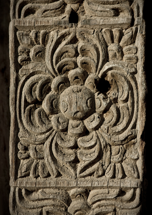 Wooden Floral Carved Omani Door, Birkat Al Mauz, Oman