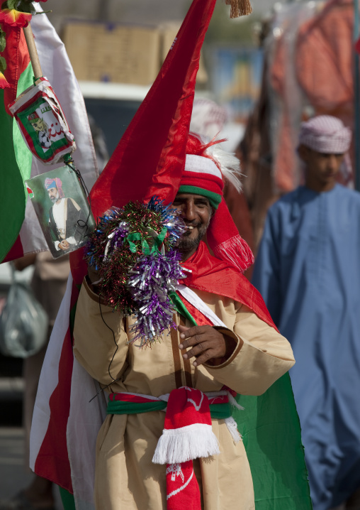 Omani Football Fan Walking In The Street, Sinaw, Oman