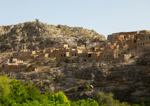 Stone and mudbrick houses in an abandoned village, Jebel Akhdar, Wadi Bani Habib, Oman