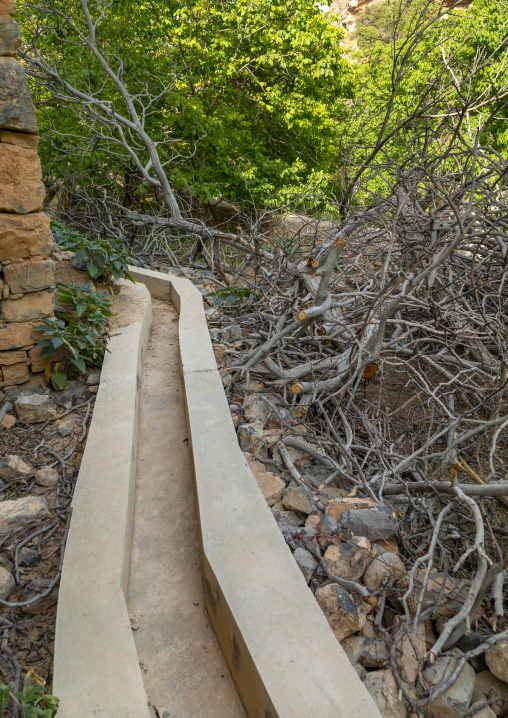 Falaj transporting water thru the town, Jebel Akhdar, Wadi Bani Habib, Oman