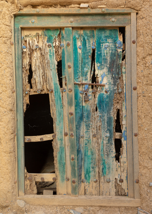 Old omani wooden carved door, Ad Dakhiliyah Region, Al Hamra, Oman